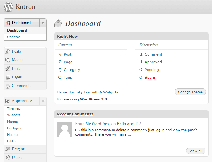 نظرة عامة على ووردبريس 3.0 مع لقطات الشاشة 8 قالب ووردبريس 3.0 باللون الرمادي القبيح