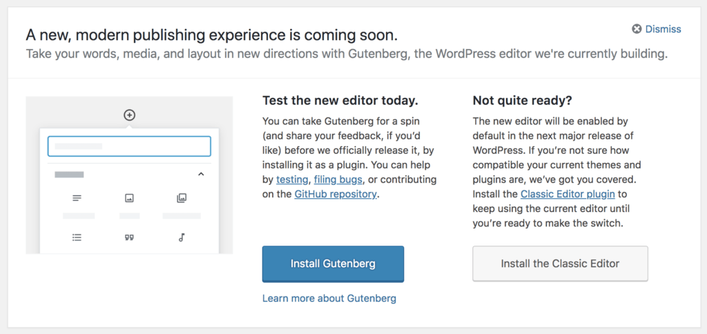 ما هي الصفقة الكبيرة حول جوتنبرج؟ دليل شامل للمبتدئين 6 إذا كنت تنشئ مواقع ويب في ووردبريس، فربما تكون قد شاهدت تحديثًا على لوحة التحكم ووردبريس يدعوك لاختبار إصدار تجريبي من Gutenberg: