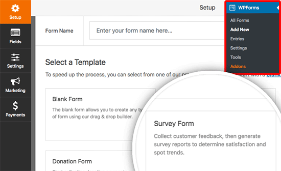 دليل كيفية انشاء استطلاع فى ووردبريس خطوة بخطوة 6 WPForms انشاء نموذج الاستطلاع