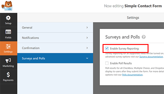 دليل كيفية انشاء استطلاع فى ووردبريس خطوة بخطوة 14 WPforms Enable Survey Form