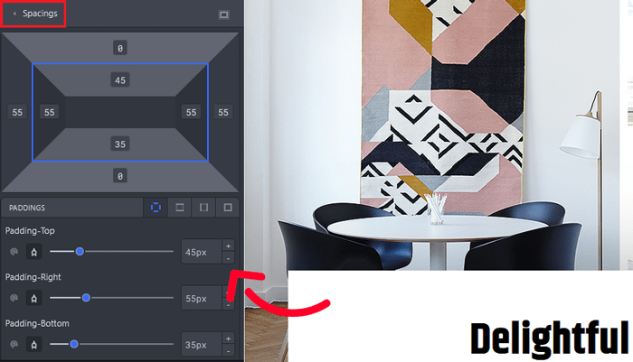 كيفية اضافة CSS مخصص بسهولة إلى موقع ووردبريس الخاص بك 11 تغيير حشوة CSS Hero في الأعلى