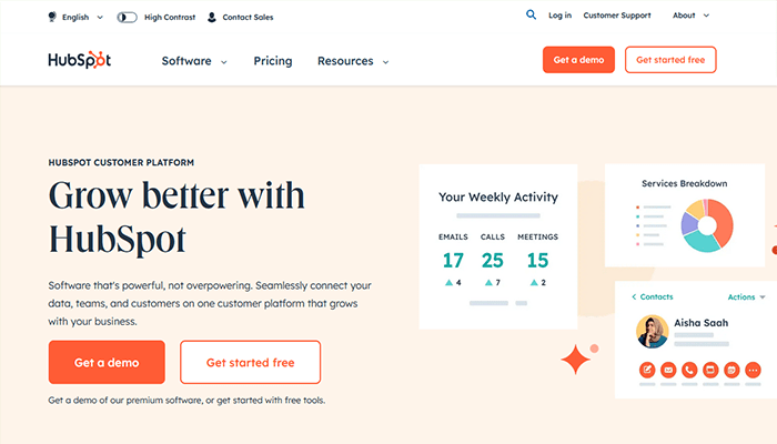 أفضل 9 خدمات التسويق عبر البريد الإلكتروني لعام 2025 1 hubspot homepage