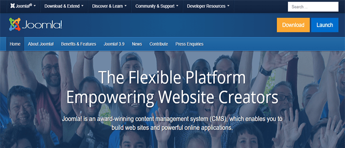 أفضل 15 أنظمة إدارة المحتوى الأكثر شهرة + مقارنة لعام 2026 5 home joomla