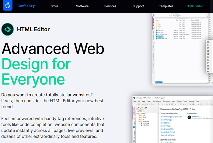 12 من أفضل برامج محرر أكواد لنظامي ماك و ويندوز لتحرير ملفاتك موقعك 5 coffeecup html editor 1
