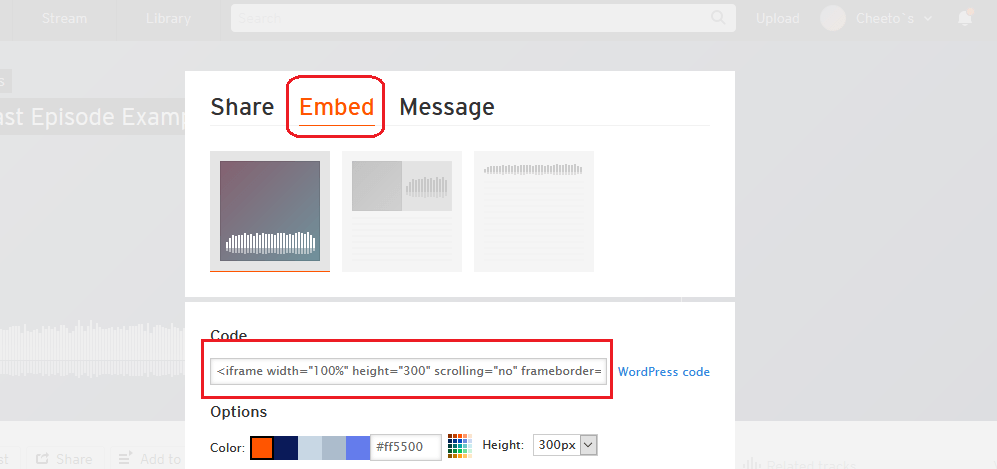 كيفية تضمين سوند كلاود في ووردبريس خطوة بخطوة 5 تضمين بودكاست ساوند كلاود