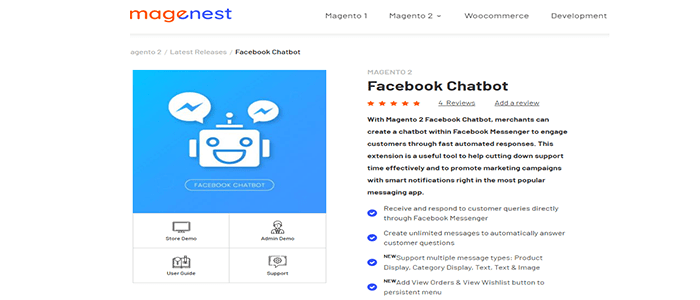 أفضل 5 اضافات روبوت الدردشة لمتجر التجارة الإلكترونية الخاص بك 7 facebook chatbot by magenest
