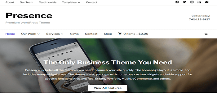 أفضل 40 قوالب اعمال ووردبريس المثالية للشركات لعام 2025 19 presence