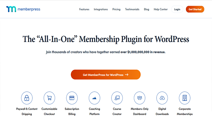 أفضل 10 اضافات باي بال ووردبريس لقبول المدفوعات بسهولة 2025 7 memberpress homepage