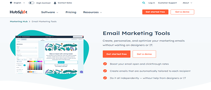 افضل 20+ ادوات التسويق الرقمي لمساعدتك على النمو فى 2025 4 أدوات التسويق عبر البريد الإلكتروني Hubspot