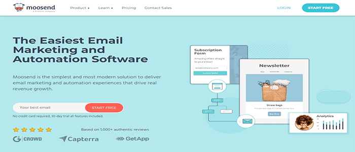 افضل 20+ ادوات التسويق الرقمي لمساعدتك على النمو فى 2025 7 اداة التسويق عبر البريد الإلكتروني Moosend