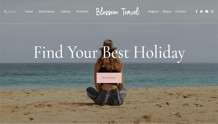 أفضل 80 قوالب ووردبريس مجانية لجميع انواع المواقع (2026) 50 Blossom Travel Pro