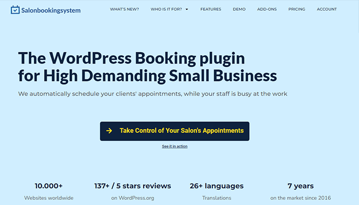 افضل 15 اضافات الحجز والمواعيد ووردبريس لعام 2025 15 اضافة حجز المواعيد - Salon Booking System