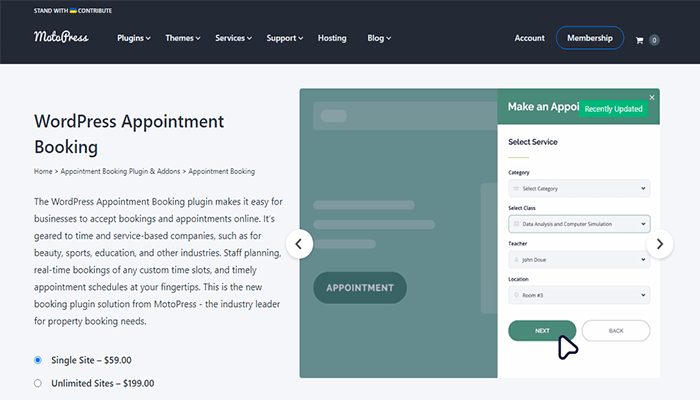 افضل 15 اضافات الحجز والمواعيد ووردبريس لعام 2025 14 appointment booking by motopress homepage