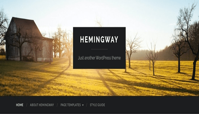 أفضل 80 قوالب ووردبريس مجانية لجميع انواع المواقع (2026) 66 قوالب ووردبريس المجانية - Hemingway