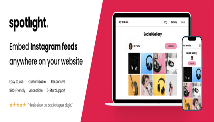 أفضل 9 اضافات انستقرام ووردبريس لدمج وعرض الخلاصات (2026) 7 اضافة Spotlight Social Feeds