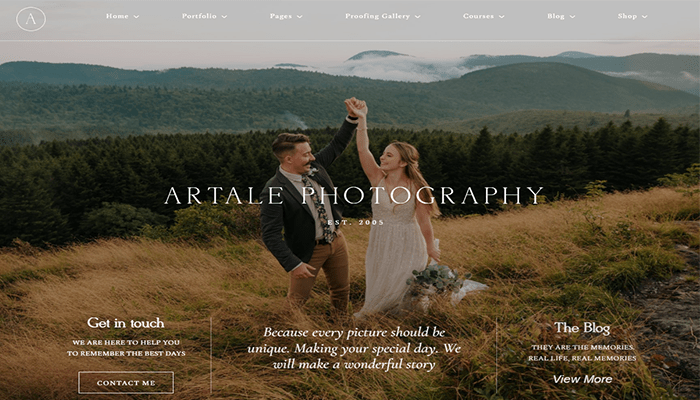 أفضل 30+ قوالب التصوير الفوتوغرافي ووردبريس لعام 2026 27 قوالب ووردبريس فوتوغرافي - Artale Wedding Photography