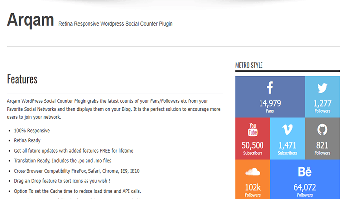 افضل 20+ اضافات السوشيال ميديا ووردبريس لعام 2025 20 arqam social counter wordpress plugin