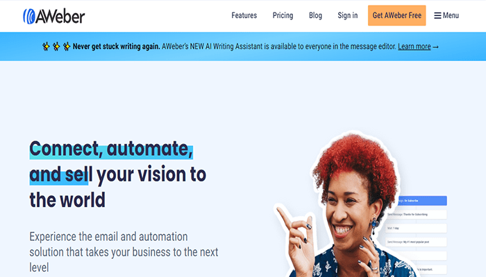 أفضل 9 خدمات التسويق عبر البريد الإلكتروني لعام 2025 6 aweber homepage