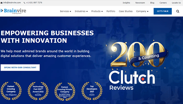 افضل 40 شركات تطوير مواقع الكترونية فى عام 2026 33 brainvire homepage