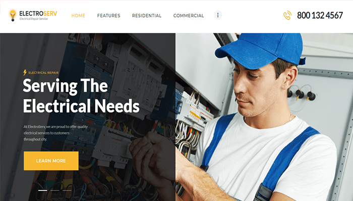 أفضل 12 قوالب ووردبريس الكهربائية - لجميع المهندسين لعام 2026 14 electroserv wordpress theme