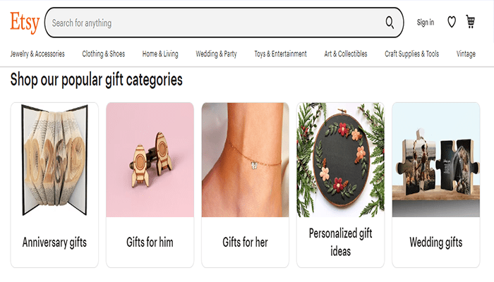 افضل 15 مواقع التجارة الإلكترونية الأكثر شهرة حول العالم 11 etsy homepage