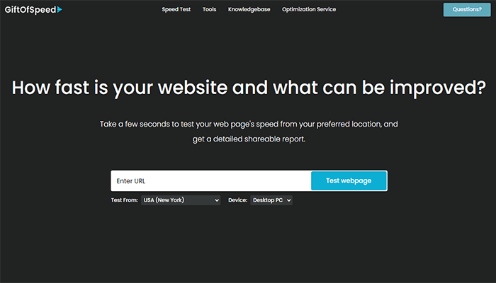 افضل 15 ادوات اختبار سرعة الموقع الإلكتروني لعام 2026 17 giftofspeed homepage