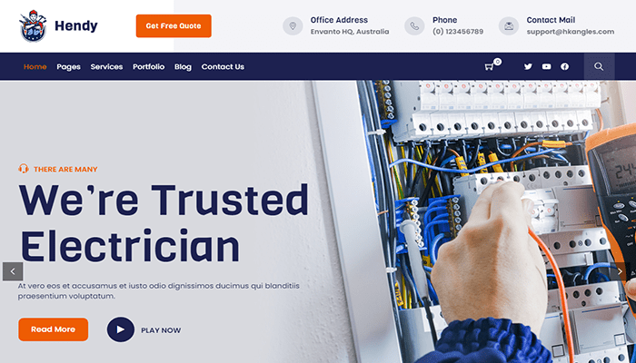 أفضل 12 قوالب ووردبريس الكهربائية - لجميع المهندسين لعام 2026 8 قوالب كهربائية Hendy