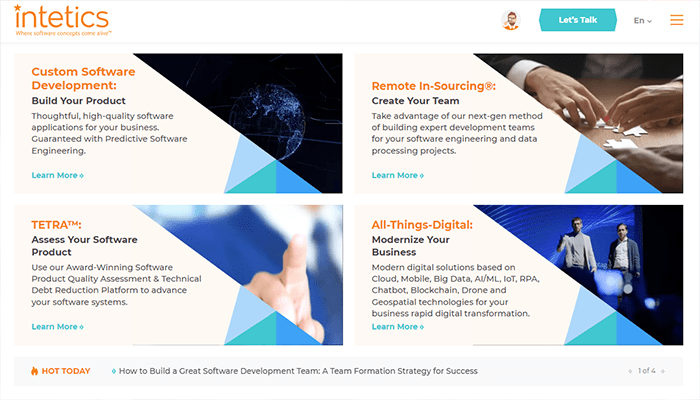 افضل 40 شركات تطوير مواقع الكترونية فى عام 2026 29 intetics homepage