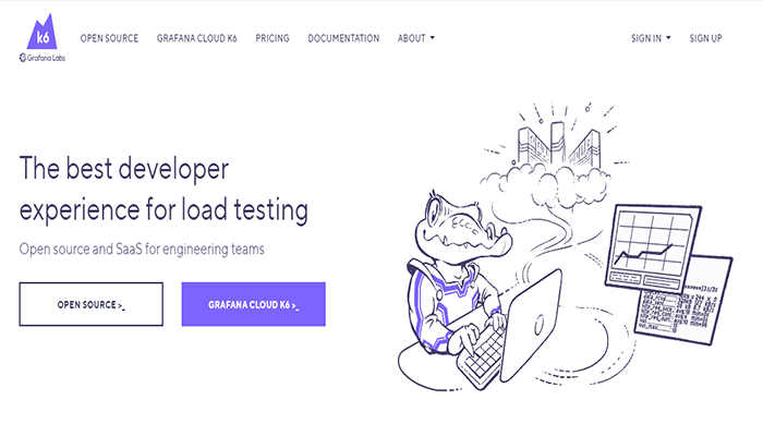 افضل 15 ادوات اختبار سرعة الموقع الإلكتروني لعام 2026 14 k6 load testing homepage