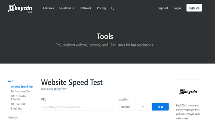افضل 15 ادوات اختبار سرعة الموقع الإلكتروني لعام 2026 9 اداة قياس سرعة موقع الويب Keycdn