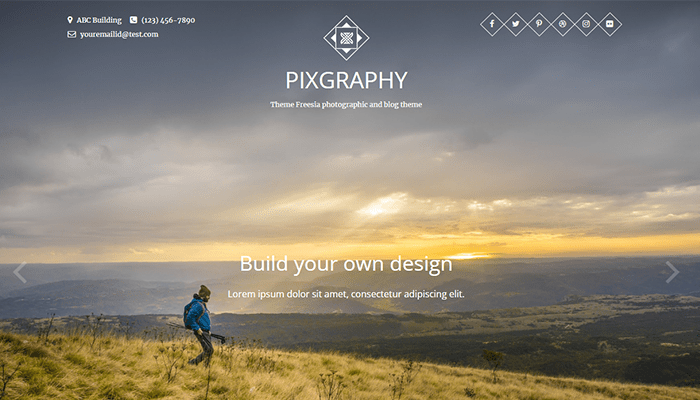 أفضل 30+ قوالب التصوير الفوتوغرافي ووردبريس لعام 2026 7 pixgraphy wordpress theme by themefreesia
