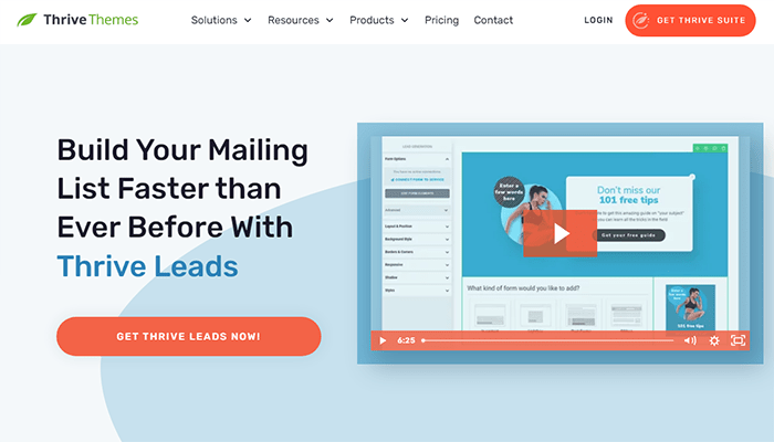 أفضل 8 اضافات النوافذ المنبثقة ووردبريس لعام 2026 8 صفحة Thrive Leads الرئيسية