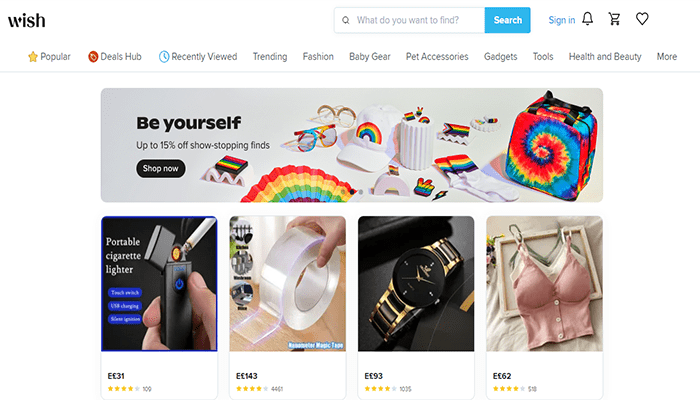 افضل 15 مواقع التجارة الإلكترونية الأكثر شهرة حول العالم 12 wish homepage