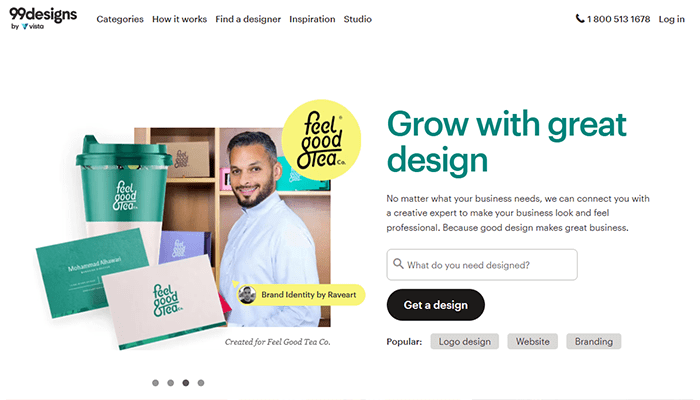 أفضل 15+ مواقع مستقل للعثور على عمل لعام 2025 11 99designs homepage