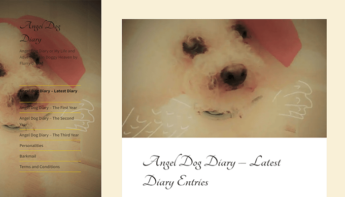 29 فكرة مدونة جديدة ناجحة للبدء بها هذا العام 13 Angel Dog Diary Homepage