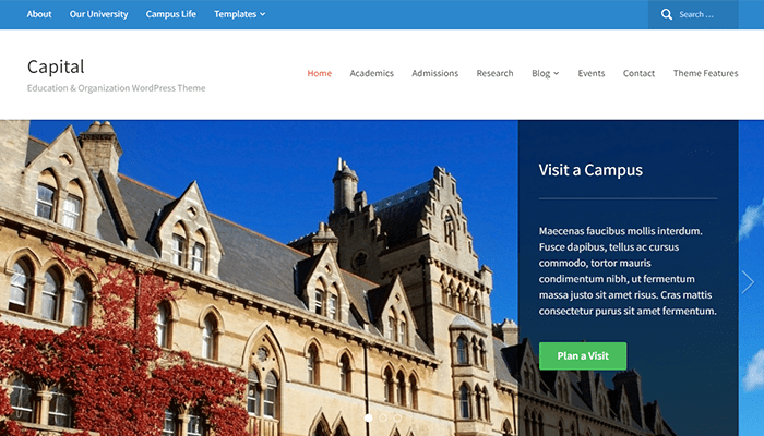 أفضل 25+ قوالب ووردبريس تعليمية للمدارس والجامعات (2026) 14 قالب ووردبريس التعليمية - Capital