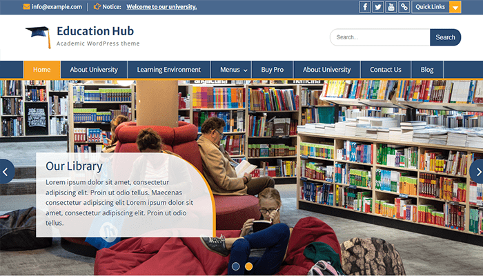 أفضل 25+ قوالب ووردبريس تعليمية للمدارس والجامعات (2026) 21 قالب ووردبريس التعليمية - Educational Hub