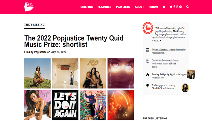 29 فكرة مدونة جديدة ناجحة للبدء بها هذا العام 5 مدونة الموسيقى - Popjustice