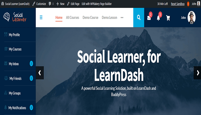 أفضل 25+ قوالب ووردبريس تعليمية للمدارس والجامعات (2026) 17 Social Learner wordpress demo