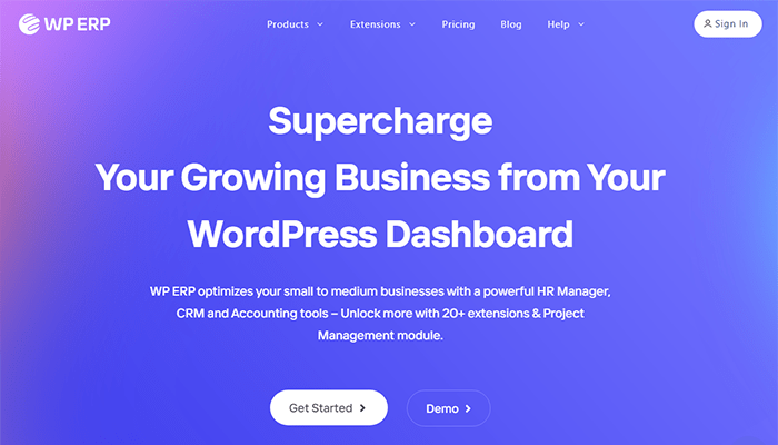 أفضل 10 اضافات إدارة علاقات العملاء ووردبريس لعام 2025 6 WP ERP Homepage