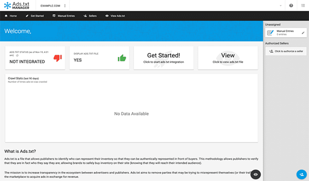 ما هو ملف Ads.txt الخاص بموقعك: دليل بسيط 6 زر البدء Ads txt Manager