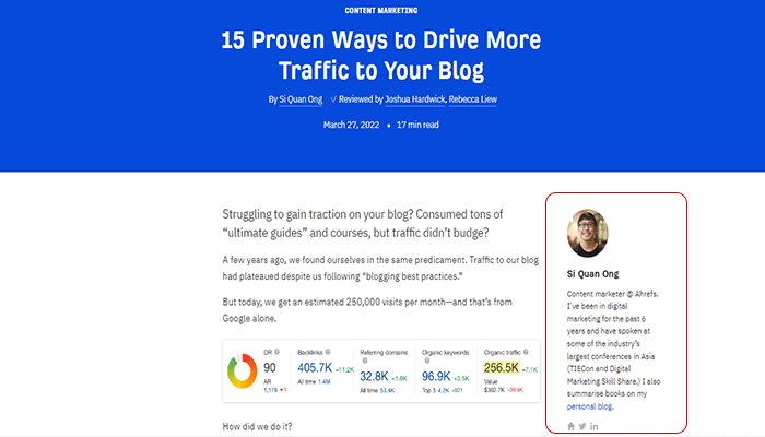 ما هو الجيست بوست؟ كل ما تحتاج إلى معرفته 5 ahrefs author bio