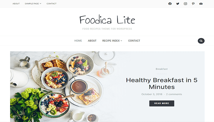 أفضل 80 قوالب ووردبريس مجانية لجميع انواع المواقع (2026) 55 قالب ووردبريس المطاعم - Foodica Lite