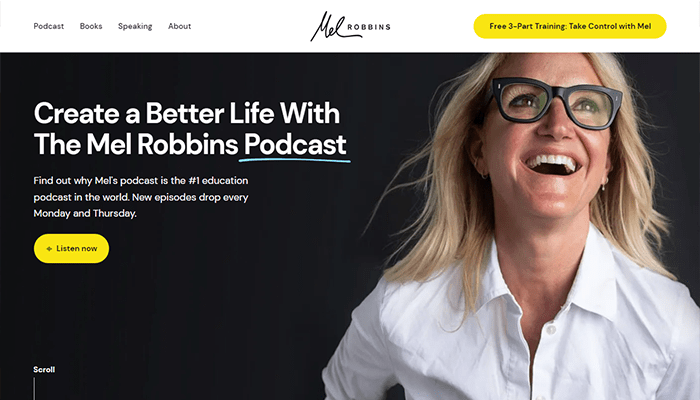 كيفية ربح المال من التدوين في عام 2025 وافضل الطرق المجربة والحقيقية 12 صفحة Mel Robbins الرئيسية - ربح المال من التدوين