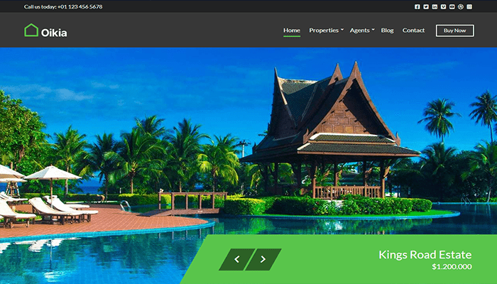 أفضل 24 قوالب ووردبريس عقارات للوسطاء العقاريين لعام 2025 23 قالب ووردبريس عقارات Oikia