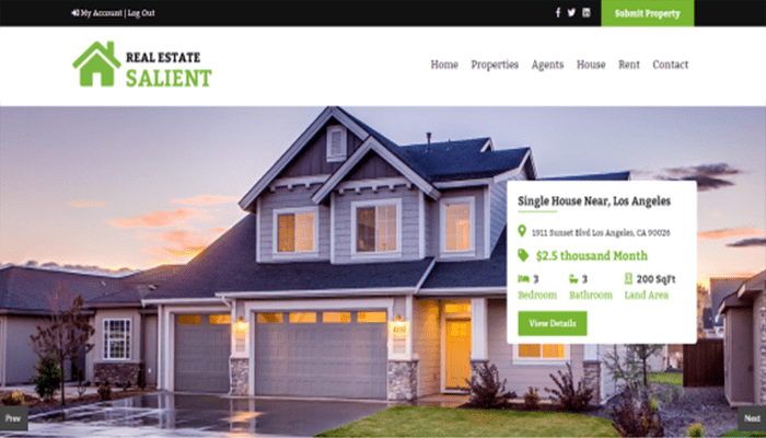 أفضل 24 قوالب ووردبريس عقارات للوسطاء العقاريين لعام 2025 24 قوالب ووردبريس العقارية Real Estate Salient