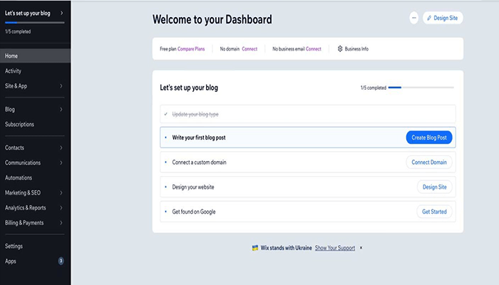 مقارنة Wix وWordPress: ما هو الخيار الأفضل لك؟ 6 Wix Dashboard