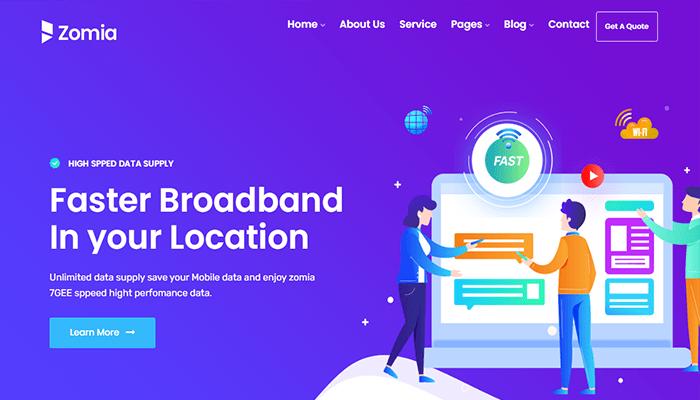 أفضل 5 قوالب VoIP ووردبريس للاتصالات الهاتفية عبر بروتوكول الإنترنت 5 Zomia Internet Wordpress Theme
