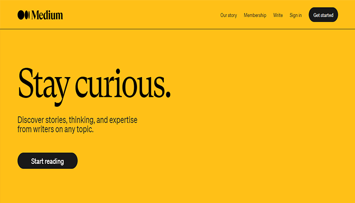 أفضل 10 منصات التدوين الصغيرة تم تصنيفها: تعرف عليها قبل اطلاق موقعك الجديد 6 medium homepage