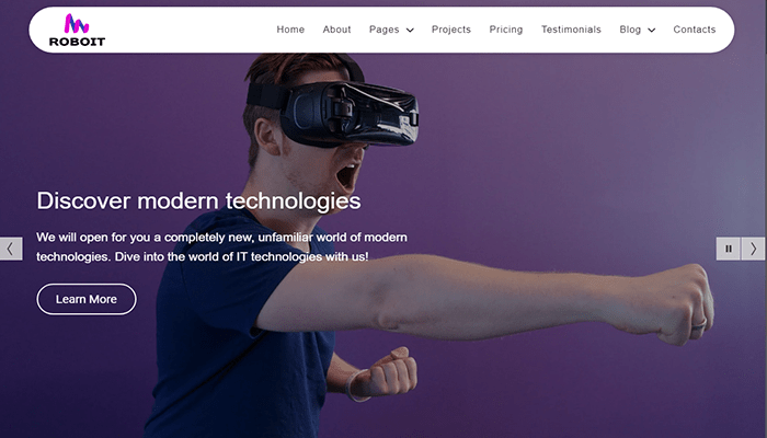 أفضل 5 قوالب VoIP ووردبريس للاتصالات الهاتفية عبر بروتوكول الإنترنت 4 قالب ROBOit